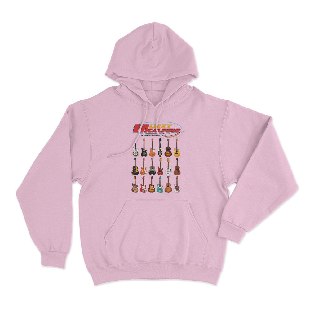 Older (and Wiser) Guitar Unisex Hoodie Pink Older and Wiser Guitar Unisex Hoodie Pink