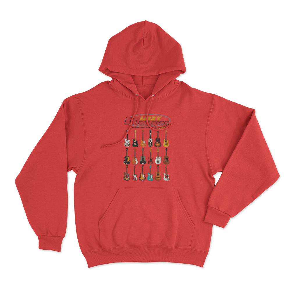 Older (and Wiser) Guitar Unisex Hoodie Red Older and Wiser Guitar Unisex Hoodie Red