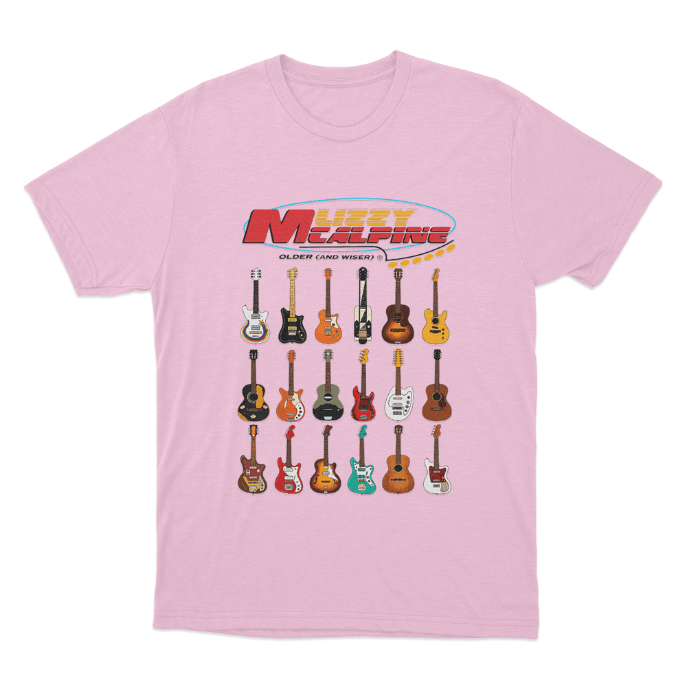 Older (and Wiser) Guitar Unisex T Shirt Pink Older and Wiser Guitar Unisex T Shirt Pink