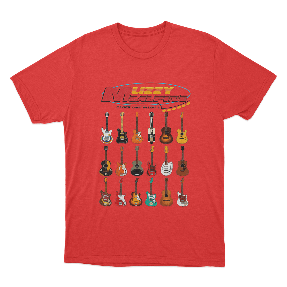 Older (and Wiser) Guitar Unisex T Shirt Red Older and Wiser Guitar Unisex T Shirt Red